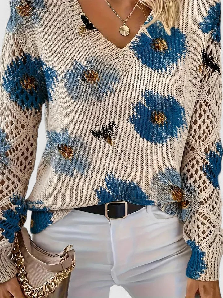 Kathleen | Floral Openwork Sweater