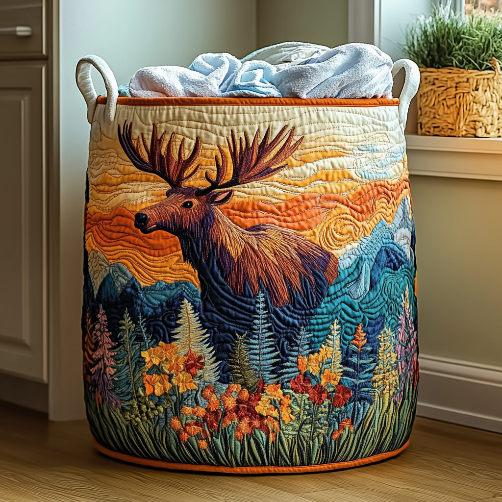 Padded basket with moose