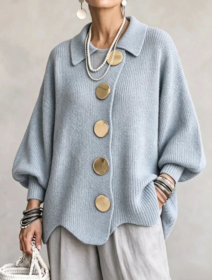 Victoria™ | Oversized Cardigan with Large Gold Buttons