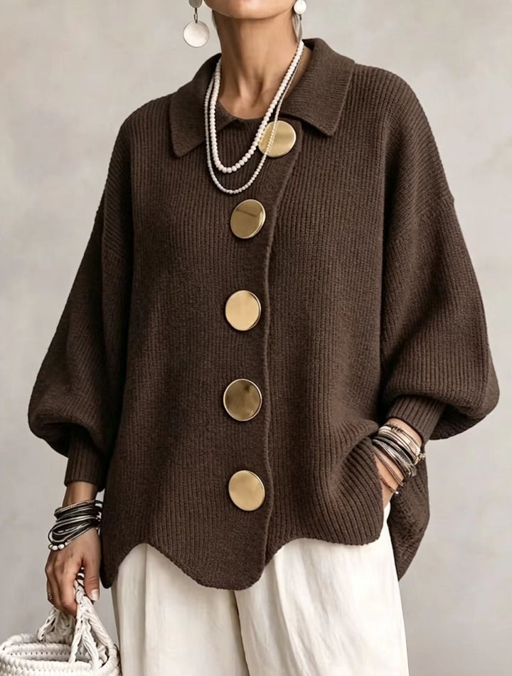 Victoria™ | Oversized Cardigan with Large Gold Buttons