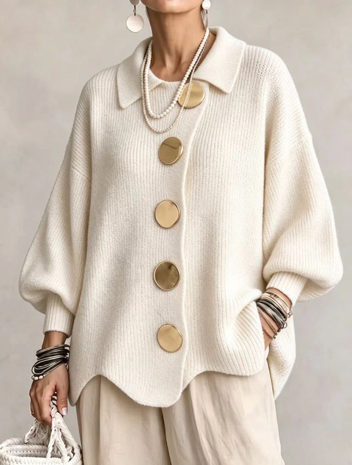 Victoria™ | Oversized Cardigan with Large Gold Buttons