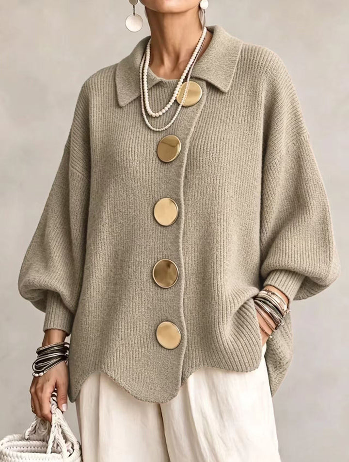 Victoria™ | Oversized Cardigan with Large Gold Buttons