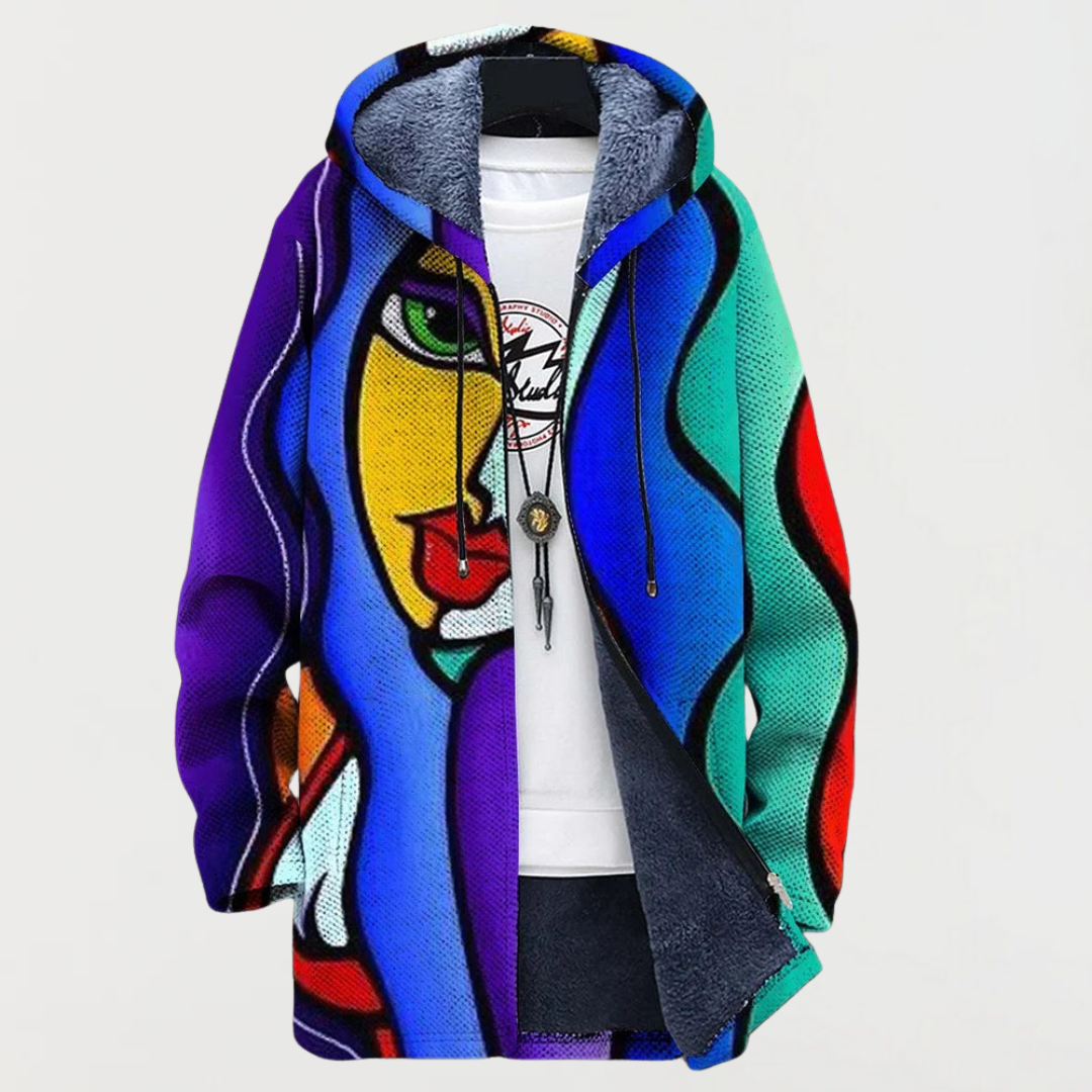 Riley | Coat with Colorful Art