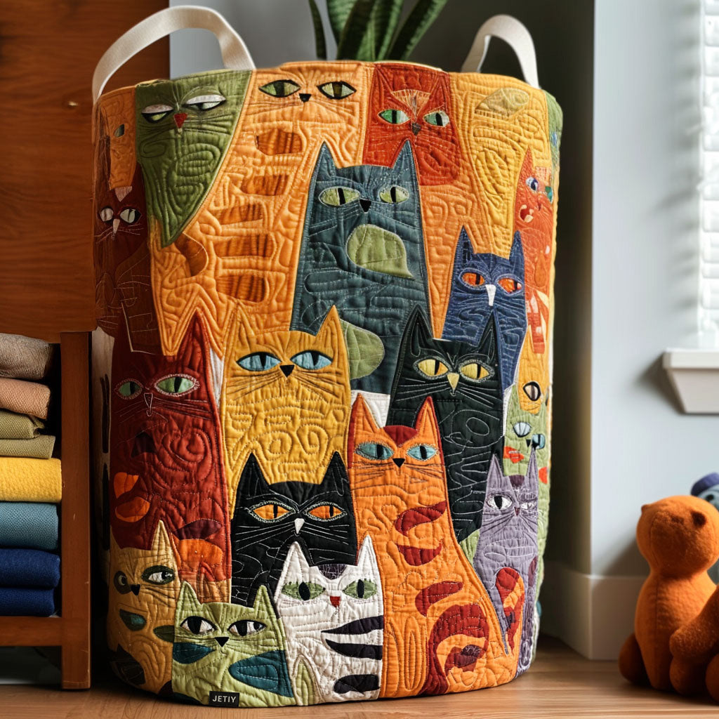Padded basket with a gang of cats