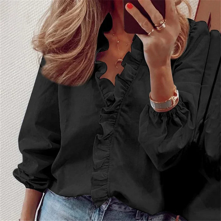 Women’s Blouse | Long Sleeve with Ruffled Front