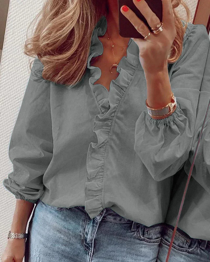 Women’s Blouse | Long Sleeve with Ruffled Front