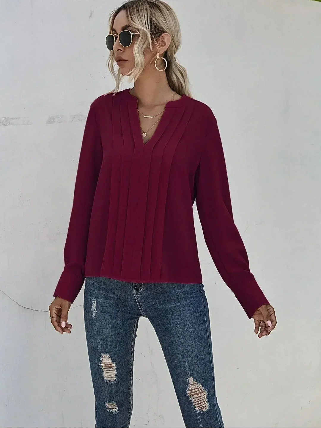 Women’s Blouse | Pleated V-Neck