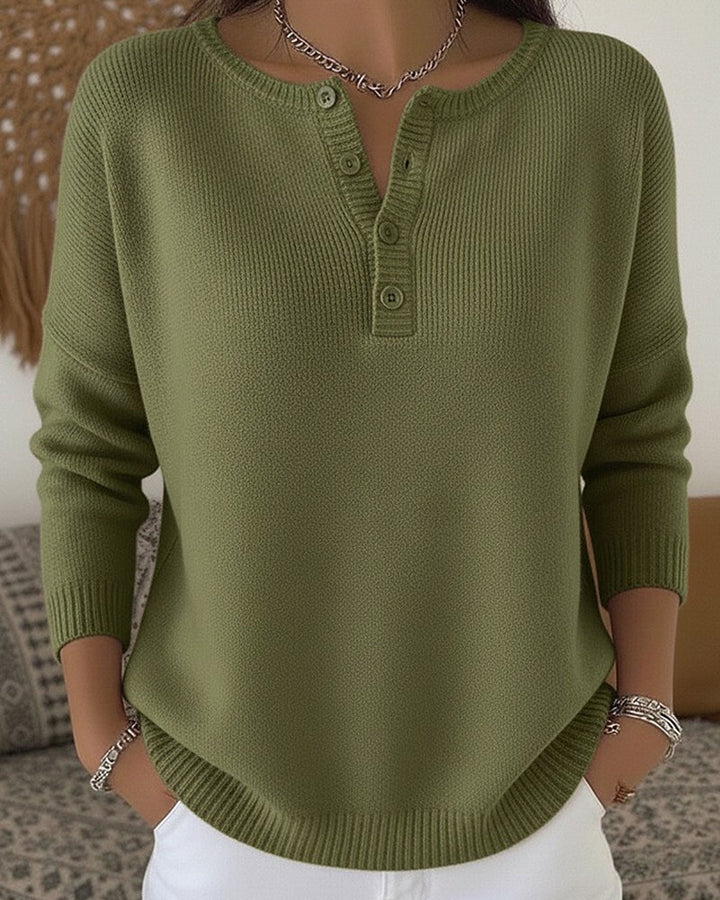 Ernesta | Knit Sweater with Henley Buttons