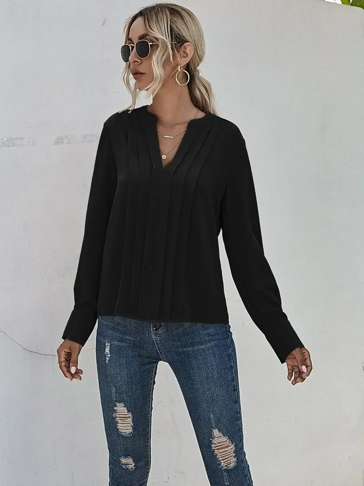 Women’s Blouse | Pleated V-Neck
