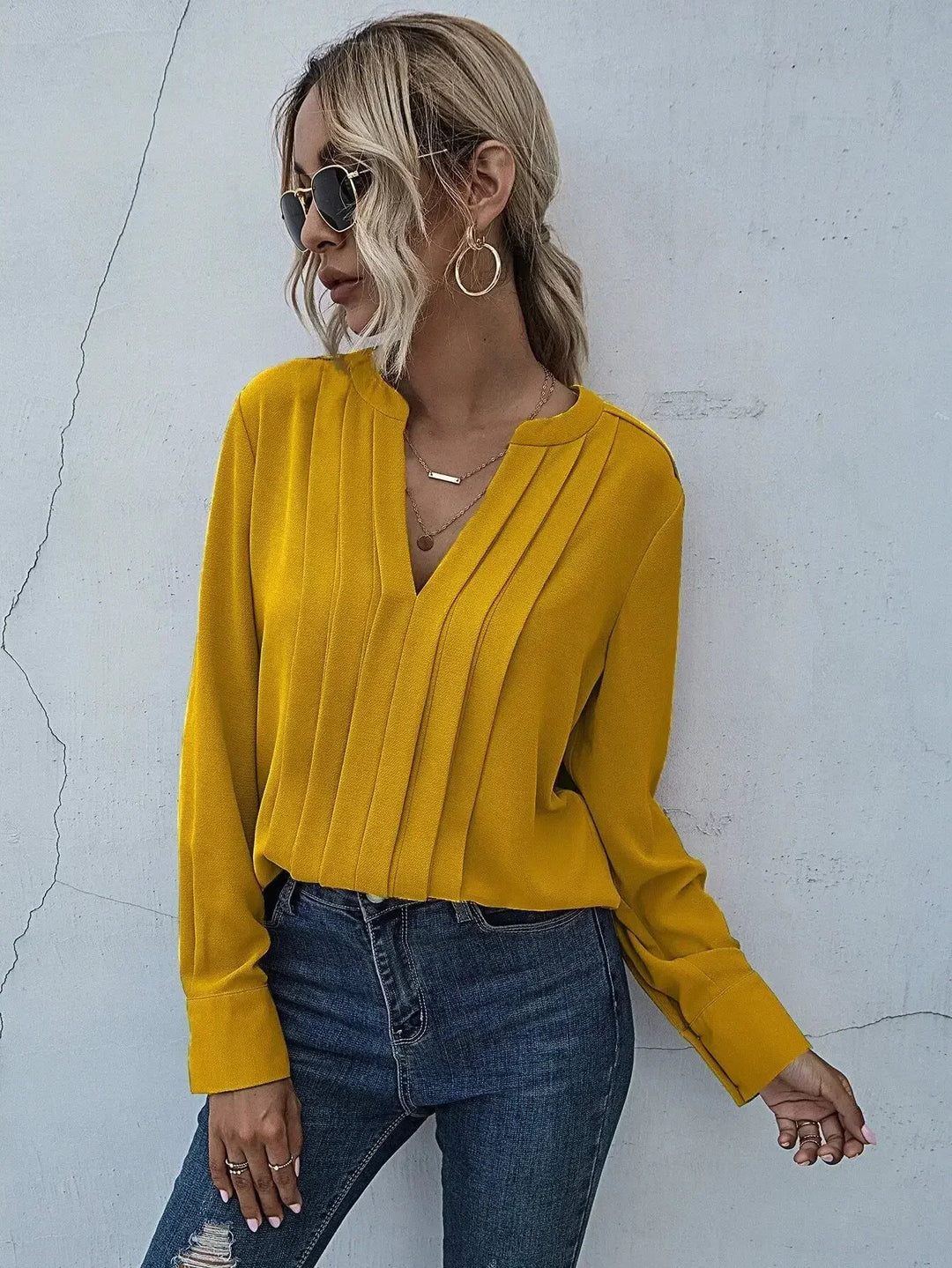 Women’s Blouse | Pleated V-Neck