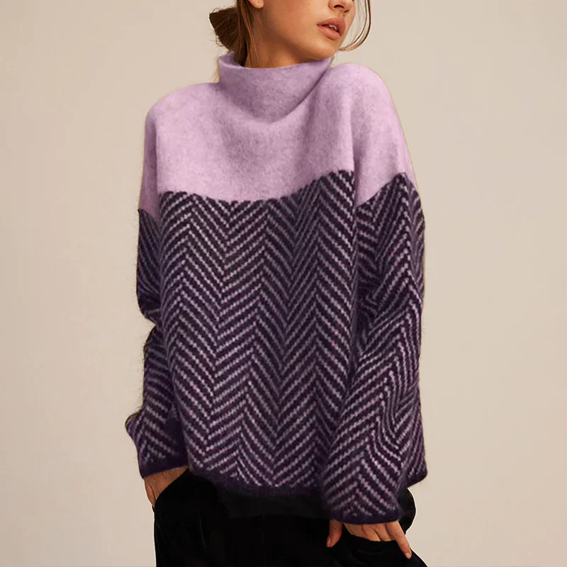 Halle | Chevron Funnel-Neck Sweater