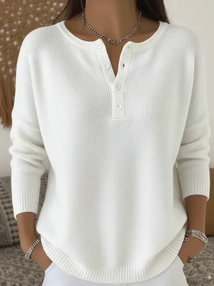Ernesta | Knit Sweater with Henley Buttons