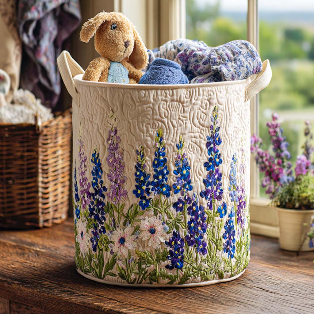 Quilted basket with wildflower meadow