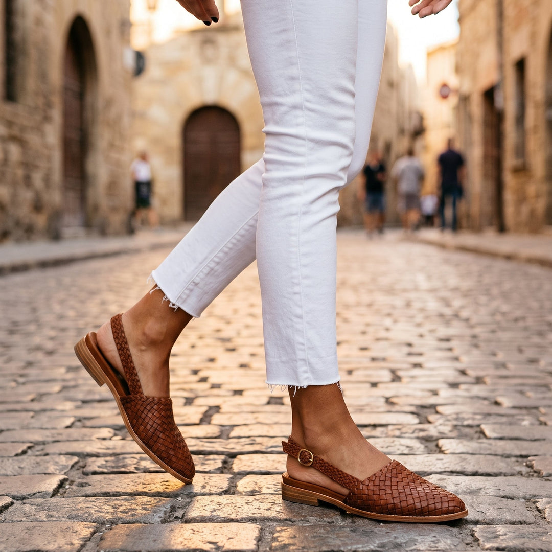 Aurora | Woven Moccasin with Open Heel.