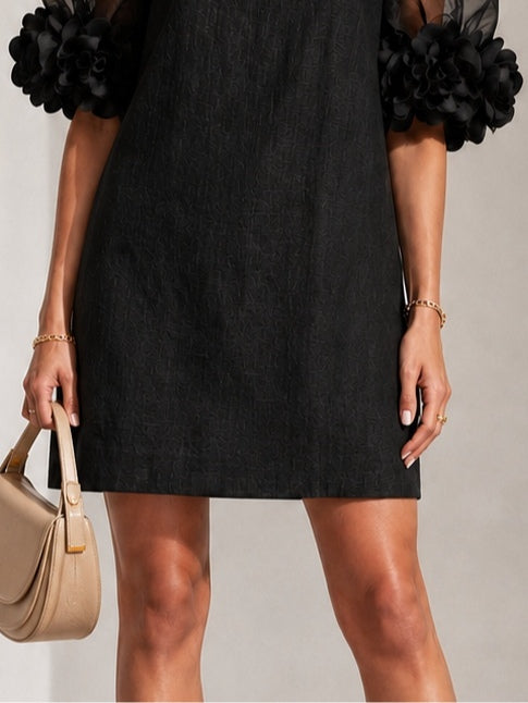 Persephone | Floral-Cuff Puff-Sleeve Mini Dress