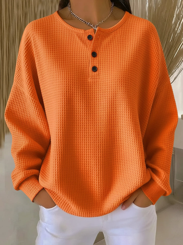 Miranda | Textured Henley Sweatshirt