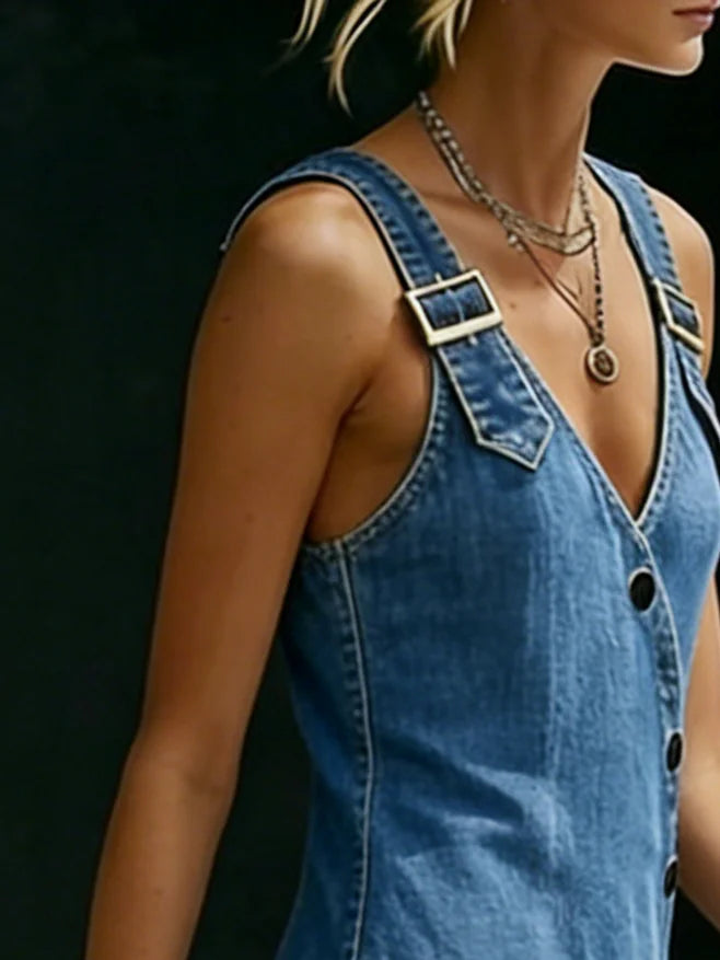 Vera | Denim Dress with Buttons