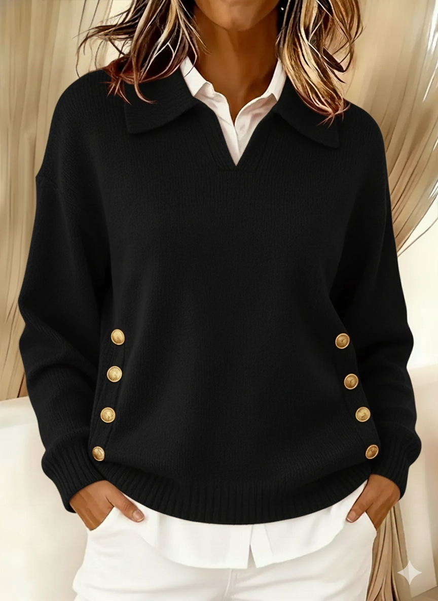 Erminia | Sweater with Polo Collar and Buttons