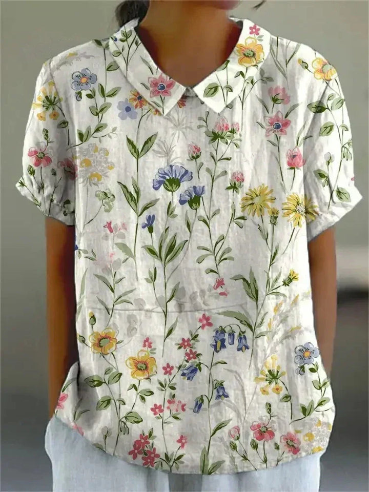 Women’s Blouse | Floral with Pointed Collar