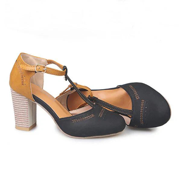 Lorette™ | Block Heel T-Strap Mary Jane Heels
