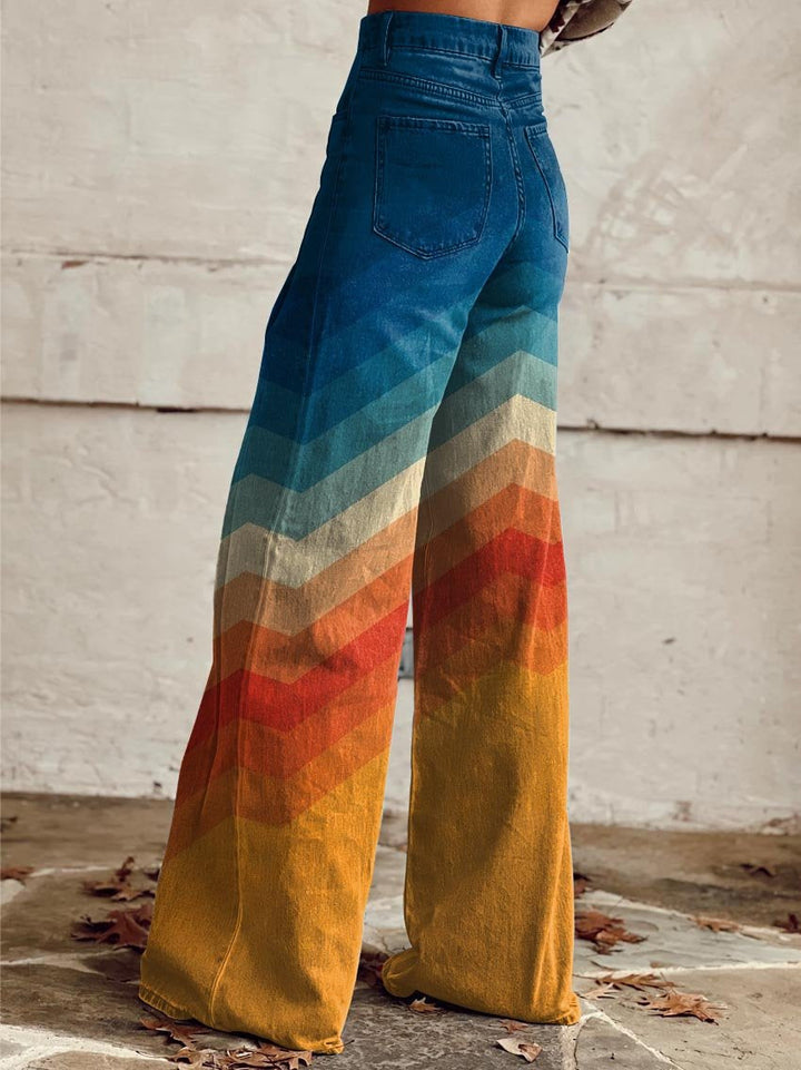 Marina™ | Retro Rainbow Wide-Leg Jeans