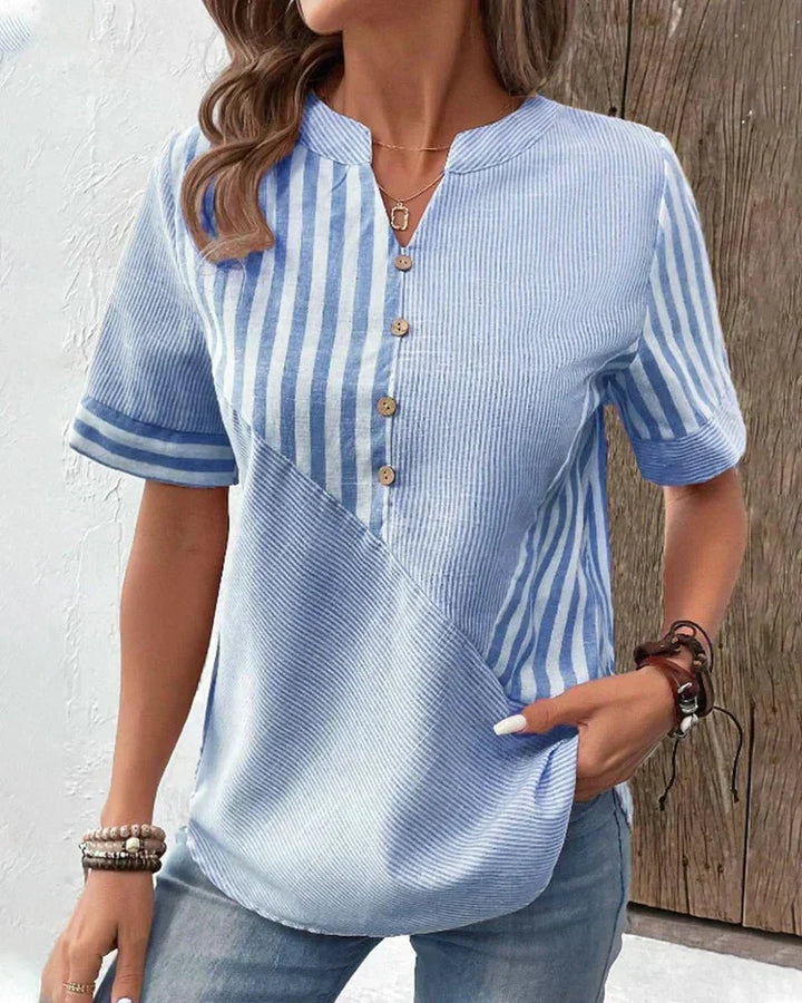 Women's Blouse | Stripe Pane Button Front