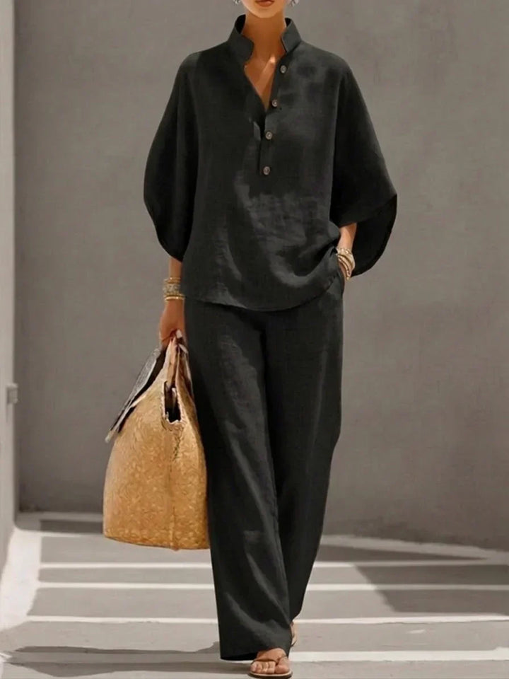 Maribel | Batwing Sleeve & Wide-Leg Pants Set