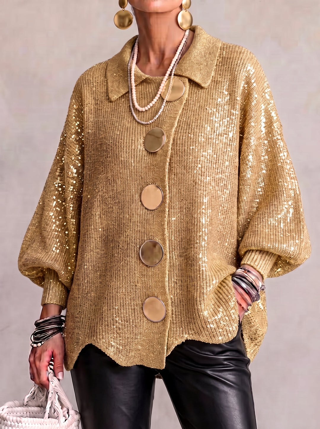Hydrangea | Oversized Cardigan with Golden Buttons