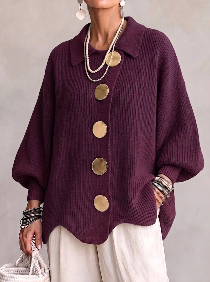 Hydrangea | Oversized Cardigan with Golden Buttons
