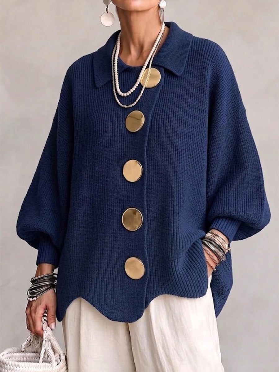 Hydrangea | Oversized Cardigan with Golden Buttons