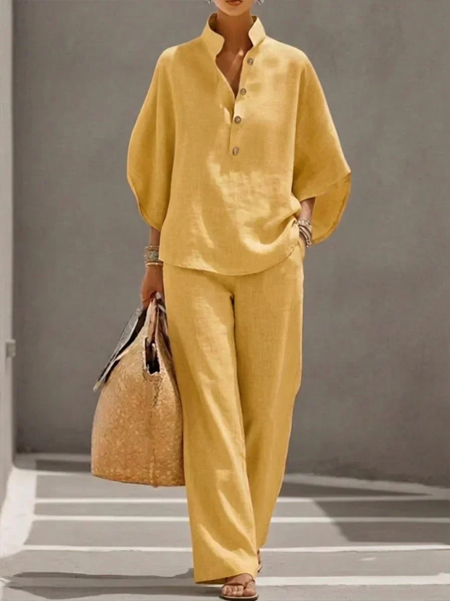 Maribel | Batwing Sleeve & Wide-Leg Pants Set
