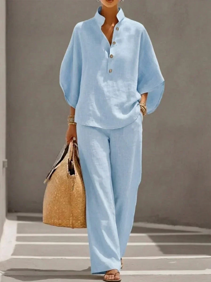 Maribel | Batwing Sleeve & Wide-Leg Pants Set