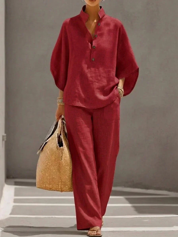 Maribel | Batwing Sleeve & Wide-Leg Pants Set