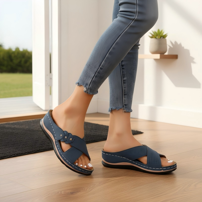Giselle™ | Cross-Strap Wedge Sandals