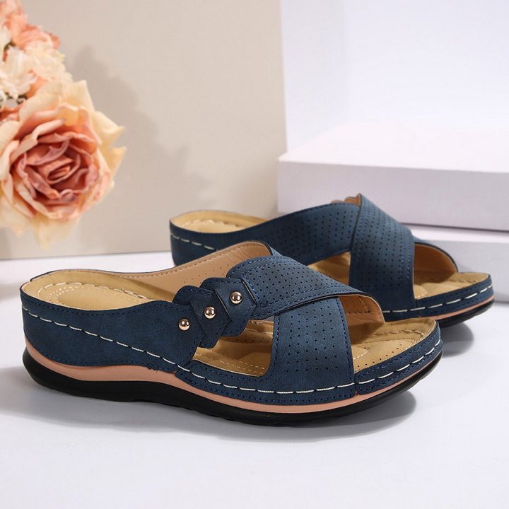Giselle™ | Cross-Strap Wedge Sandals