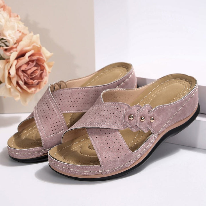 Giselle™ | Cross-Strap Wedge Sandals