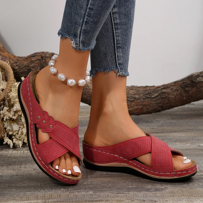 Giselle™ | Cross-Strap Wedge Sandals