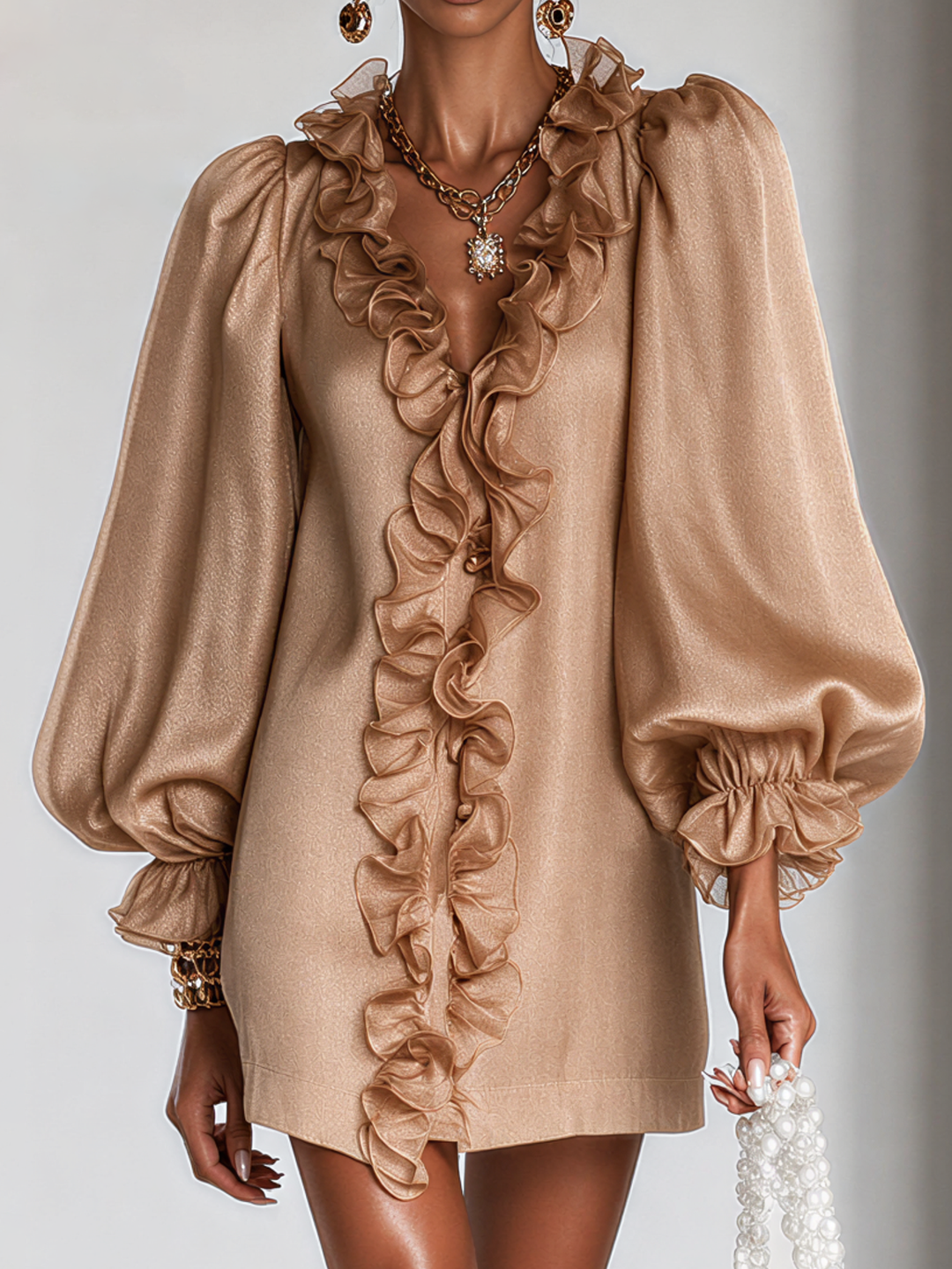 Ottilie | Ruffled Puff-Sleeve Mini Dress