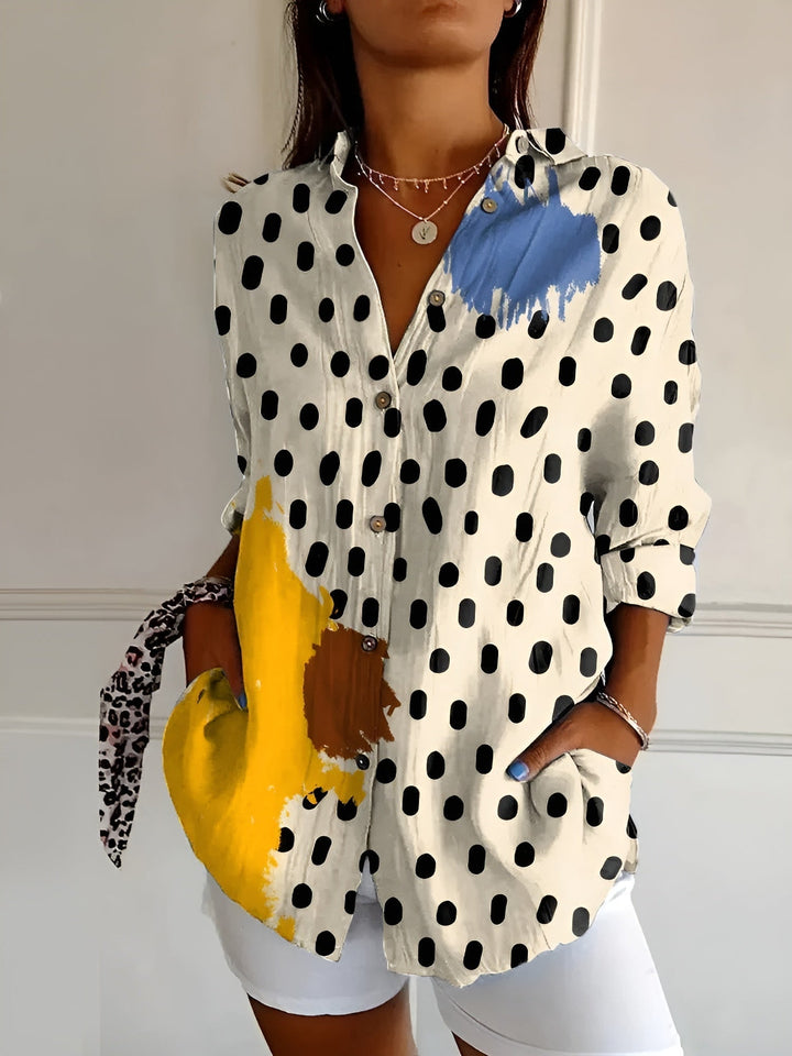 Women's Blouse | Abstract Print Split Neck