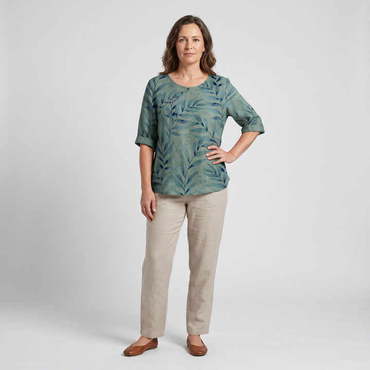 Woman’s Blouse | Printed Asymmetric Button