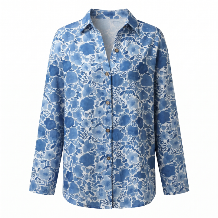 Women's Blouse | Abstract Print Split Neck