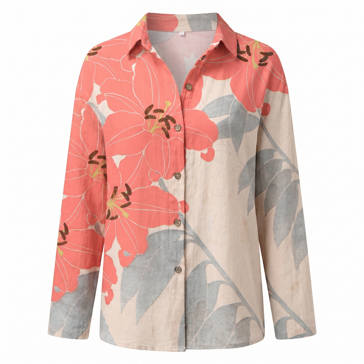 Women's Blouse | Abstract Print Split Neck