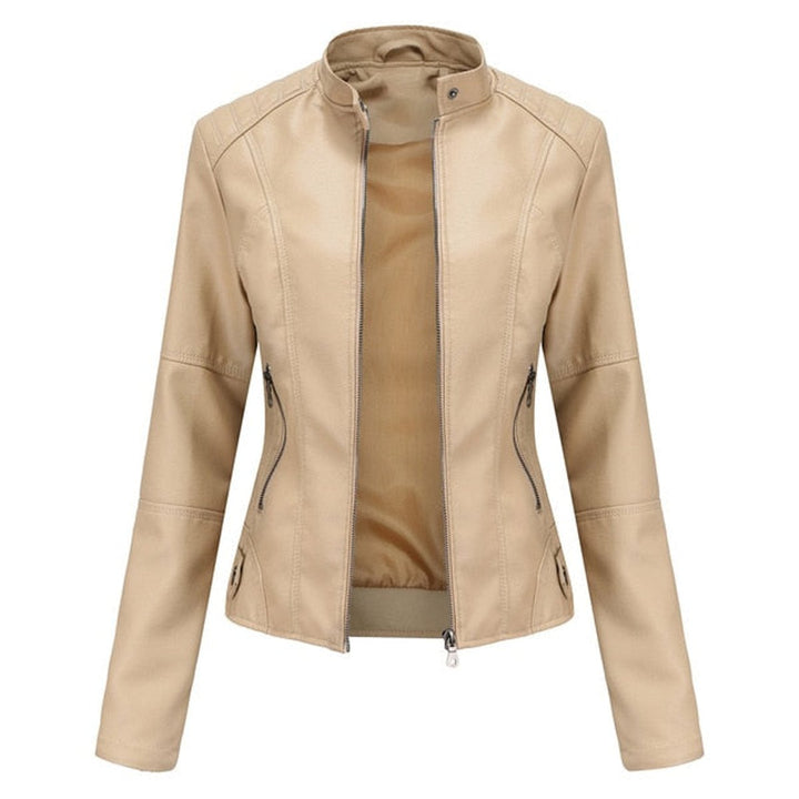 Camille | Stand-Collar Zip-Up Moto Jacket