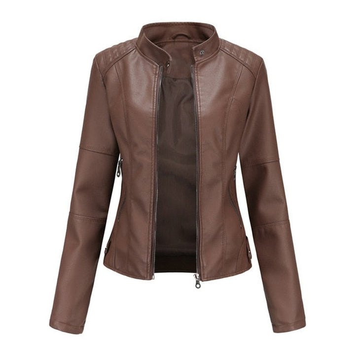 Camille | Stand-Collar Zip-Up Moto Jacket