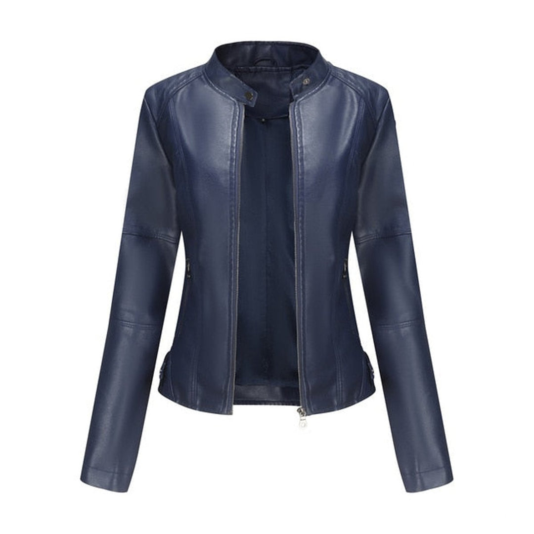 Camille | Stand-Collar Zip-Up Moto Jacket