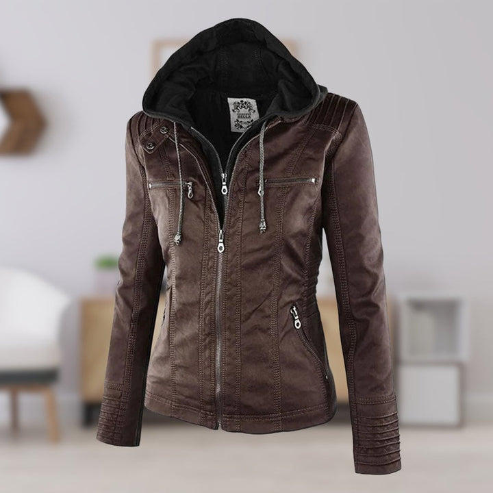 Lucinda | Hooded Moto Jacket with Removable Hood