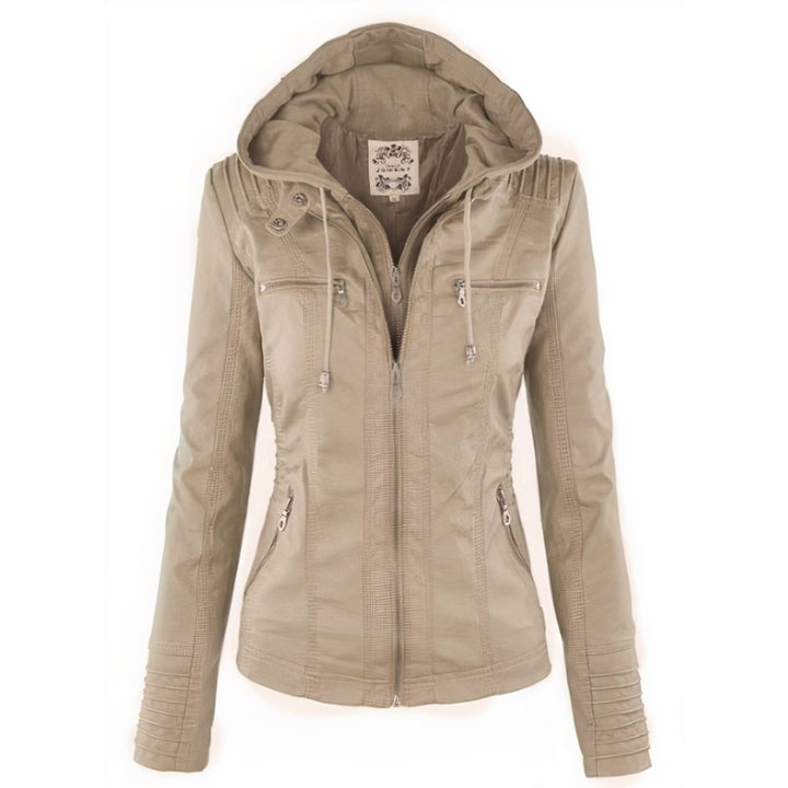 Cassia | Hooded Moto Jacket with Removable Hood